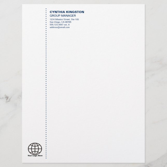 En-tête De Lettre Avec Motif Bleu marine simplement professionnel votre société (Devant)