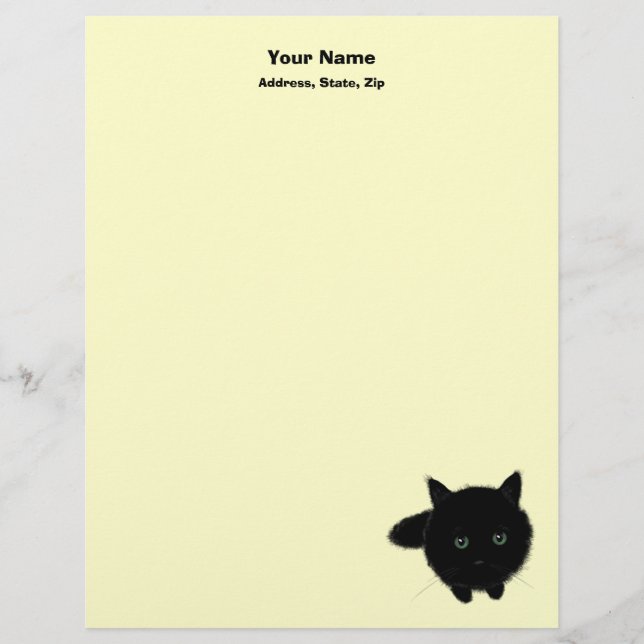 En-tête De Lettre Avec Motif Chat noir (Devant)