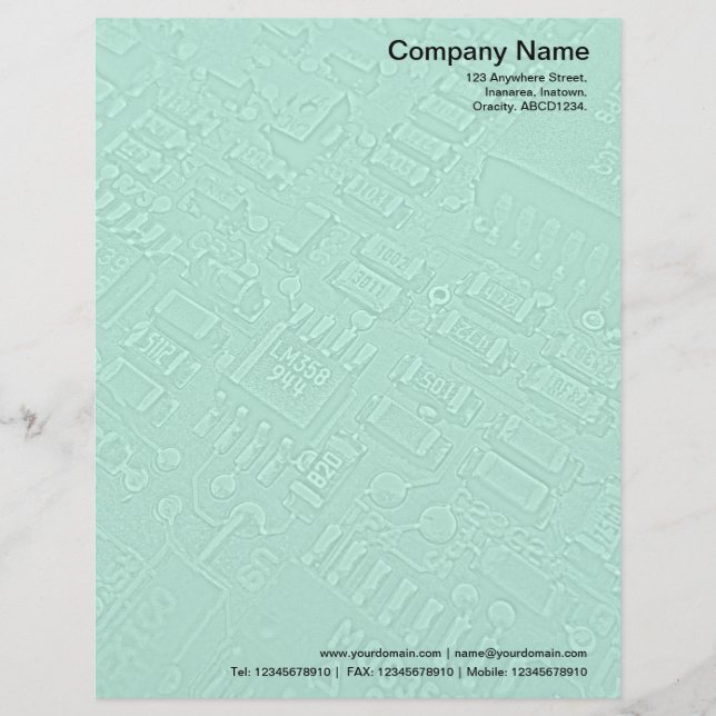 En-tête De Lettre Avec Motif Circuitrie - Turquoise pâle (Devant)