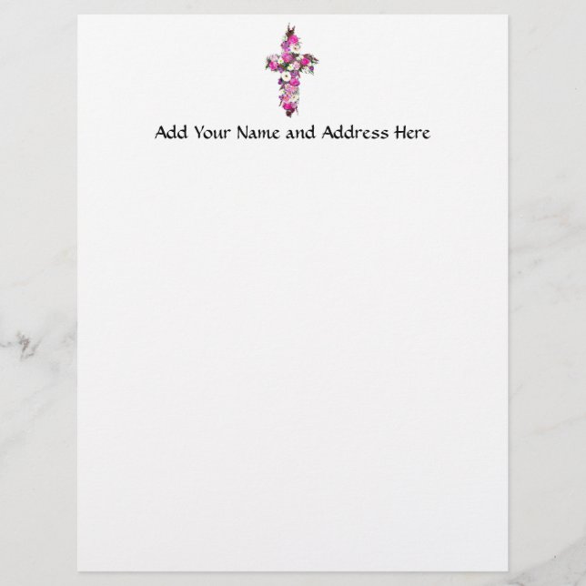 En-tête De Lettre Avec Motif Croix de fleurs/fleurs (Devant)