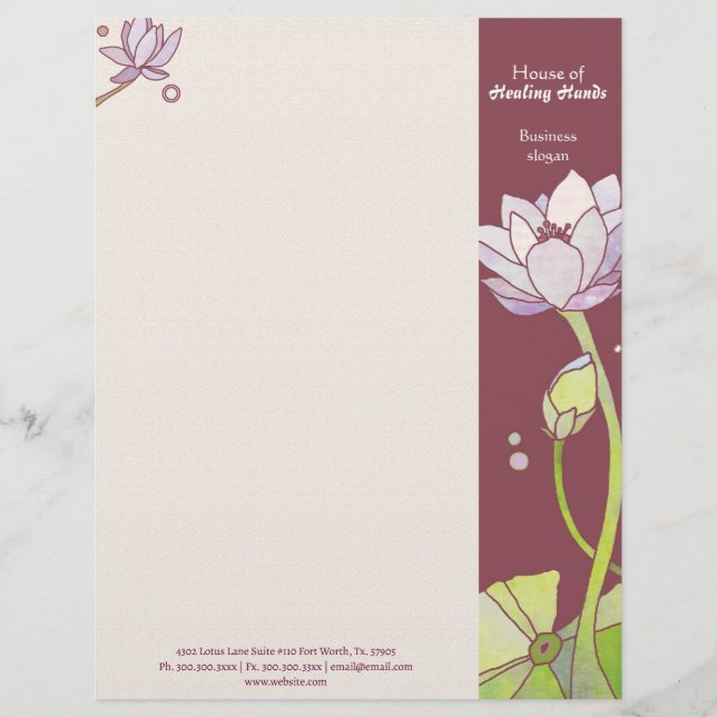 En-tête De Lettre Avec Motif Élégant Lotus Spa ou mode (Devant)
