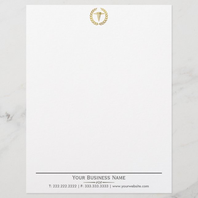 En-tête De Lettre Avec Motif Elégante couronne d'or Caduceus en papier-lettres  (Devant)