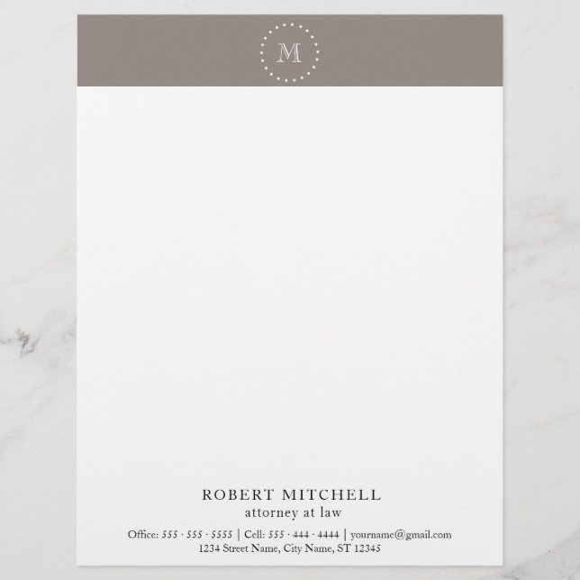 En-tête De Lettre Avec Motif En-tête professionnelle monogramme Brown Élégant (Devant)