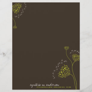 En-tête De Lettre Avec Motif Fleurs de Chrysanthème Vert Élégant Chic Floral