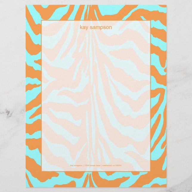 En-tête De Lettre Avec Motif Impression zébrée, couleurs rétro (Devant)
