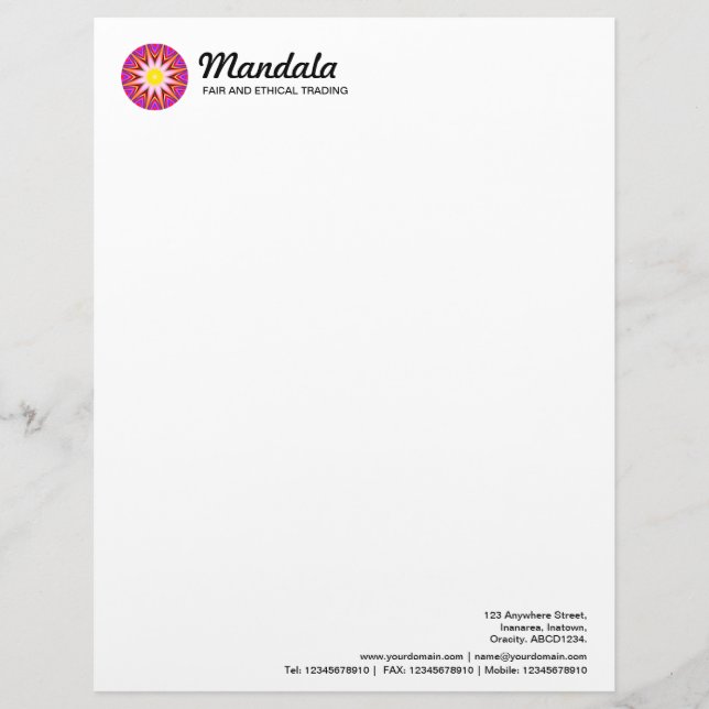 En-tête De Lettre Avec Motif Kaleidoscopic Mandala 023 (Devant)
