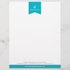 En-tête De Lettre Avec Motif lettre d'Ancre aqua ruban drapeau nautique