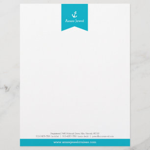 En-tête De Lettre Avec Motif lettre d'Ancre aqua ruban drapeau nautique