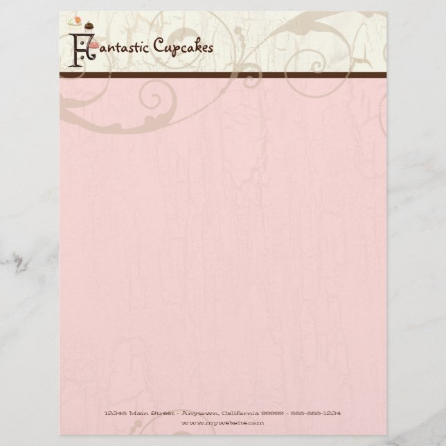 En-tête De Lettre Avec Motif Lettre F Cupcake Business en-tête (Devant)