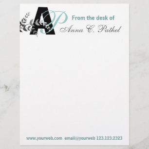 En-tête De Lettre Avec Motif Monogramme Bold Initialise une activité personnali