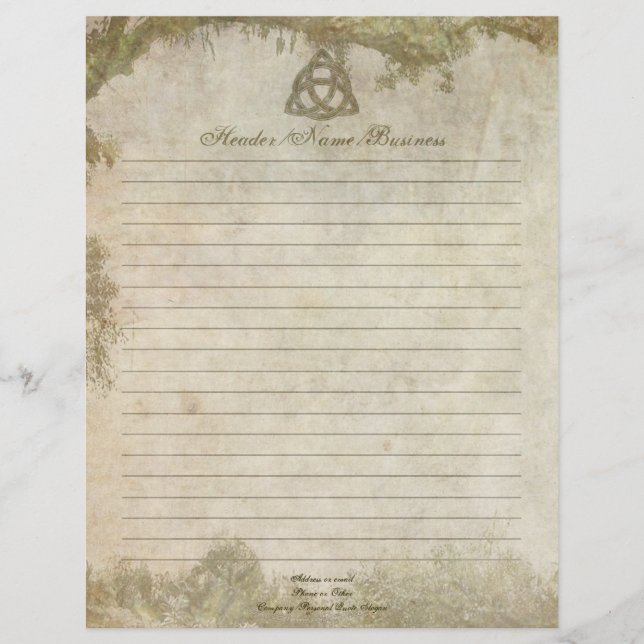 En-tête De Lettre Avec Motif Naturel de Triquetra rayé (Devant)