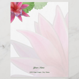 En-tête De Lettre Avec Motif Papier à lettres Lotus rose