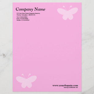 En-tête De Lettre Avec Motif Papillon élégant - Rose