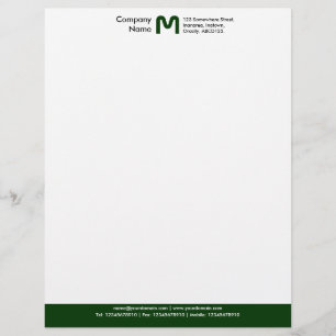 En-tête De Lettre Avec Motif Pied de page couleur monogramme - Vert foncé