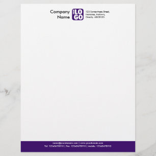 En-tête De Lettre Avec Motif Pied de page couleur (votre logo) - Violet profond