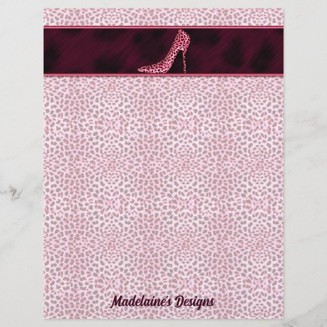 En-tête De Lettre Avec Motif Pink Cheetah Print (Devant)