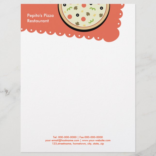 En-tête De Lettre Avec Motif Pizza (Devant)
