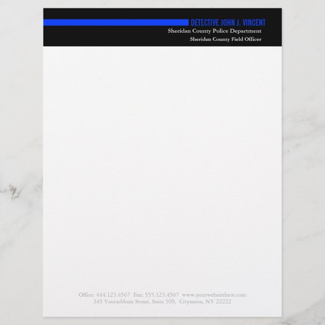 En-tête De Lettre Avec Motif Police de police Blue Line mince moderne (Devant)