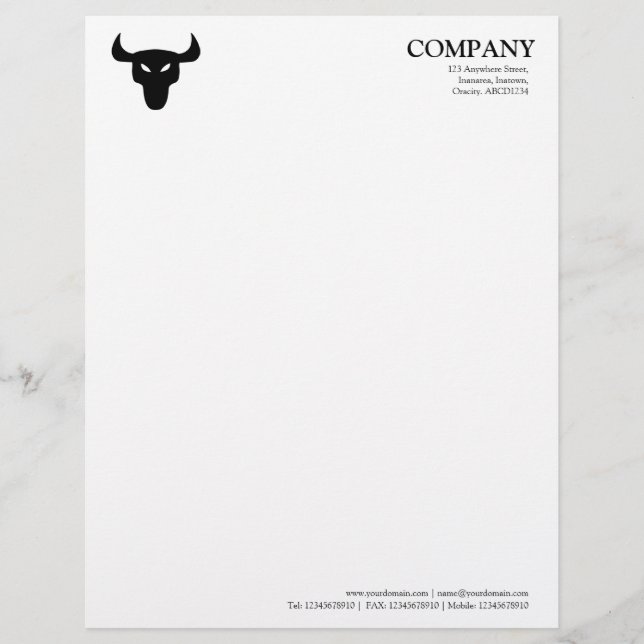 En-tête De Lettre Avec Motif Symbole Steer - Blanc (Devant)