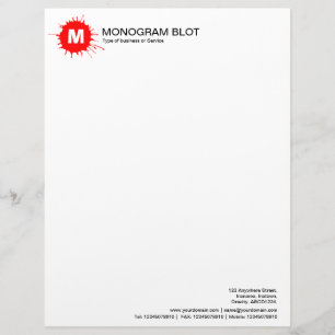 En-tête De Lettre Avec Motif Tache de monogramme - rouge
