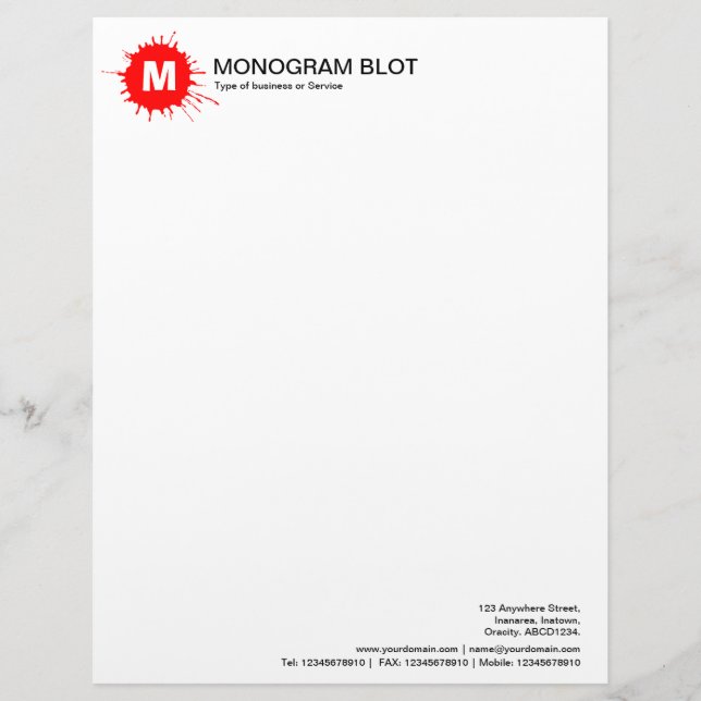 En-tête De Lettre Avec Motif Tache de monogramme - rouge (Devant)