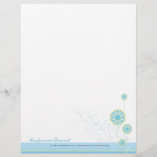 En-tête De Lettre Avec Motif Tête-lettre Mariage bleu Fleur de neige