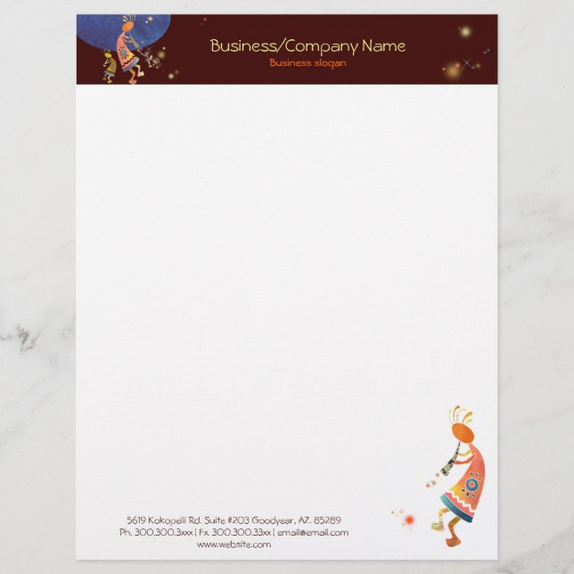 En-tête De Lettre Avec Motif Whimsical Rustic Kokopelli Business (Devant)