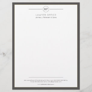 En-tête De Lettre Avocat de monogramme blanc gris foncé