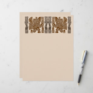 En-tête De Lettre Aztec Eagle Guerrier Tribal Art antique