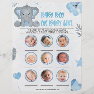 En-tête De Lettre Baby Boy Ou Baby Girl [Baby Elephant [Bleu]
