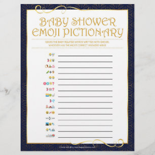 En-tête De Lettre Baby Emoji Pictionary [Bleu d'or]
