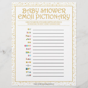 En-tête De Lettre Baby Emoji Pictionary [Golden Sparkles]