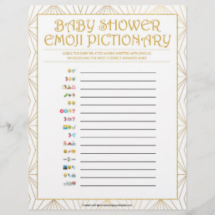 En-tête De Lettre Baby Emoji Pictionary [Lignes d'or]