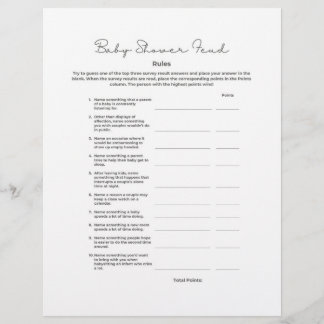 En-tête De Lettre Baby Shower Feud Game with Answers