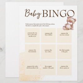 En-tête De Lettre Baby shower jeu de bingo brun modèle personnalisé