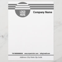 Bandes géométriques grises avec logo et code QR