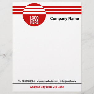 En-tête De Lettre Bandes géométriques rouges avec logo et code QR