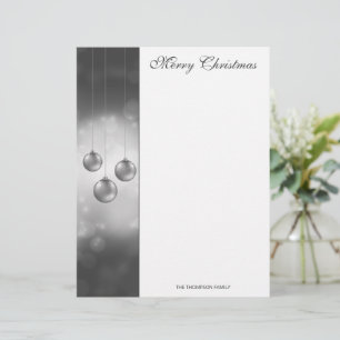 En-tête De Lettre Baubles de Noël gris argenté avec texte personnali