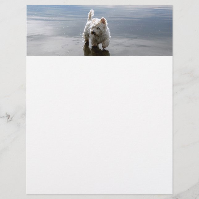 En-tête De Lettre Beach Westie Réflexion Papier à lettres (Devant)