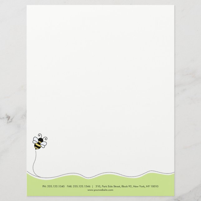 En-tête De Lettre Bee / abeille au miel / abeille boursouflante (Devant)
