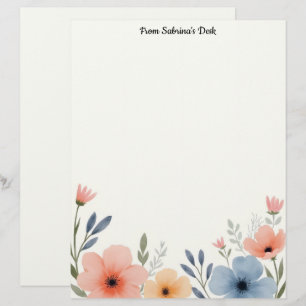 En-tête De Lettre Belles Fleurs Pastel
