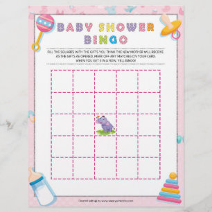 En-tête De Lettre Bingo baby shower [Bébé de base rose]