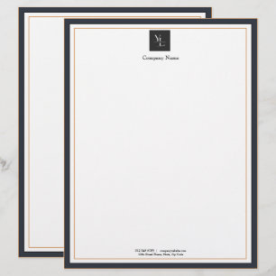 En-tête De Lettre Black White Gold moderne avec logo