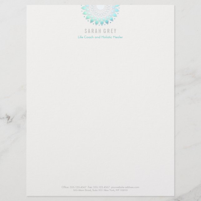 En-tête De Lettre Blue Floral Wellness & Holistic Health (Devant)