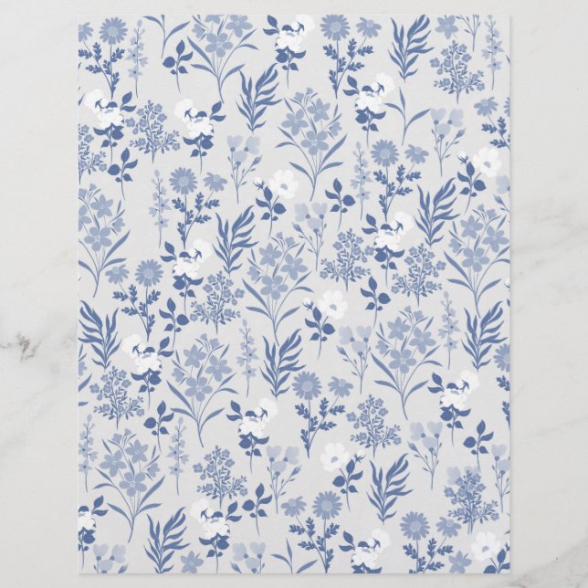 En-tête De Lettre Blue Flowers Botanical Painting (Devant)