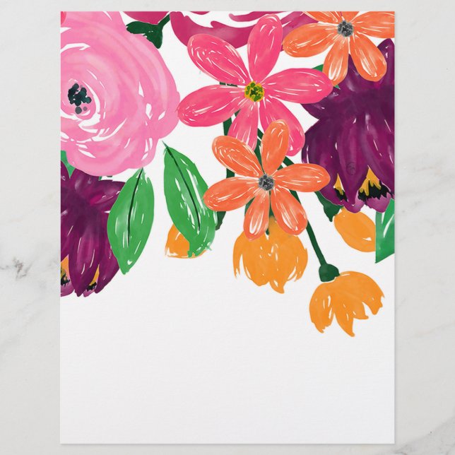 En-tête De Lettre Boho Chic Aquarelle Bourgogne Rose Fleurs (Devant)