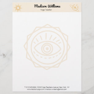 En-tête De Lettre Boho moderne Mystical Yoga Yellow Sun et Lune