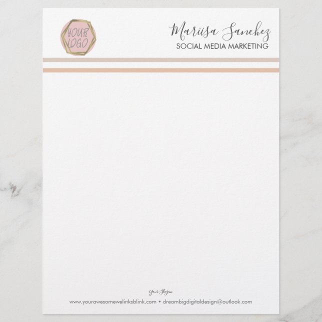 En-tête De Lettre Boho Striped Nom Votre En-Tête Logo (Devant)