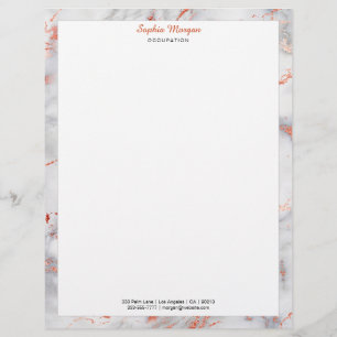 En-tête De Lettre Bordure en marbre blanc et Rose or, lettre d'infor