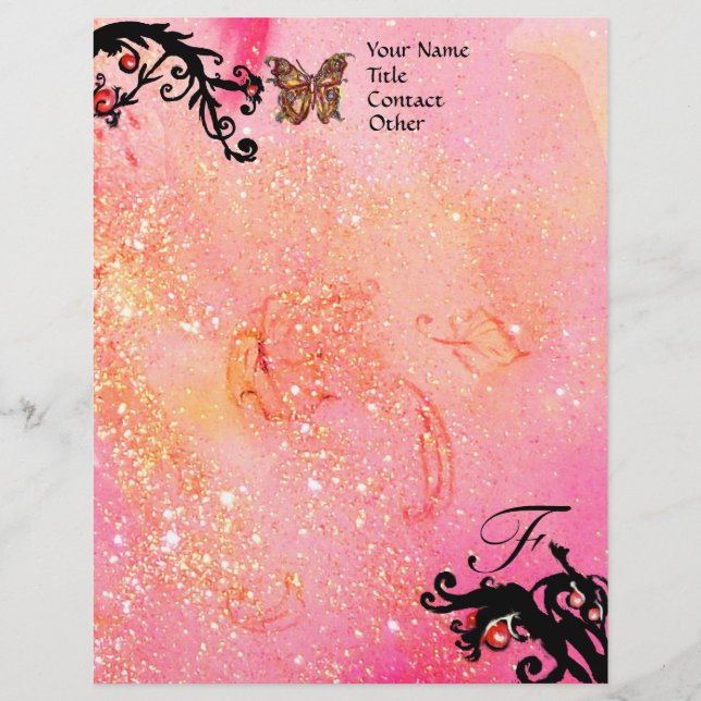 En-tête De Lettre BOUTEILLE EN ÉPARGNES, Pink Black Fils Monogramme (Devant)